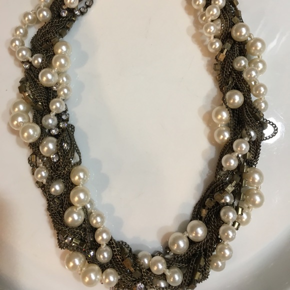 J. Crew Jewelry - J.Crew wrapped bronze/pearled/diamond necklace